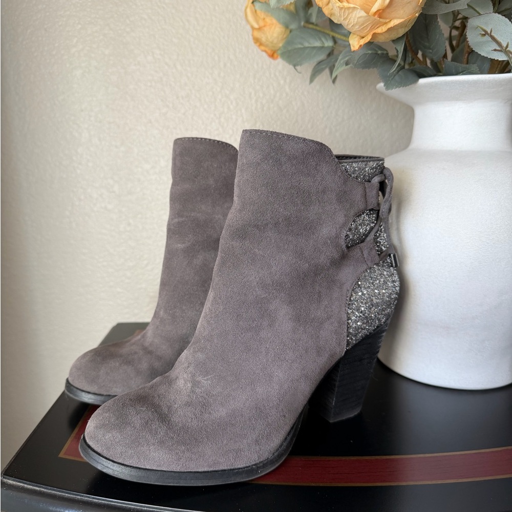 Gianni Bini Charcoal Suede Ankle Booties